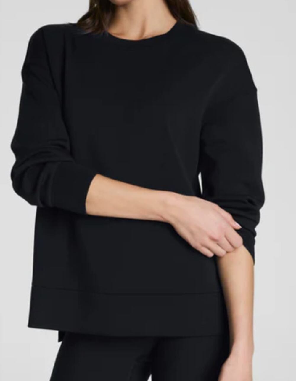 New Spanx AirEssentials Crewneck Pullover Sweatshirt Black Size Medium